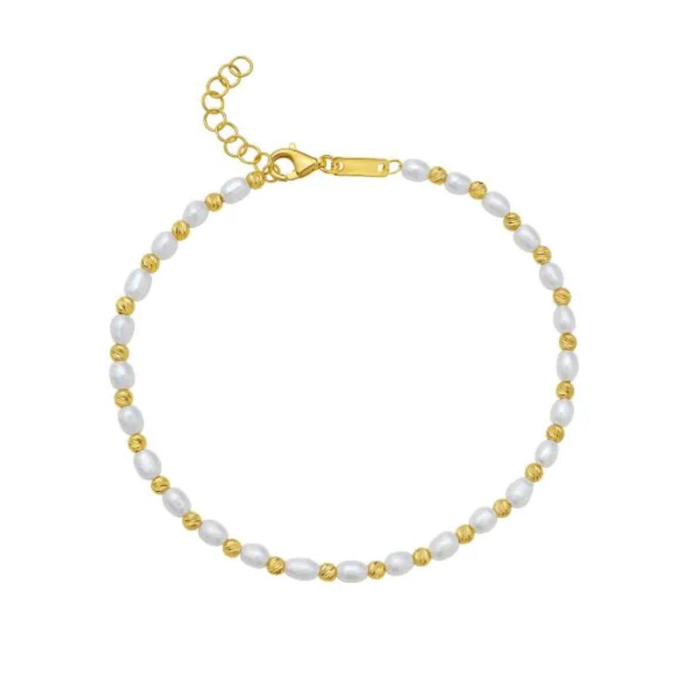 Gold Bead and Pearl Bracelet