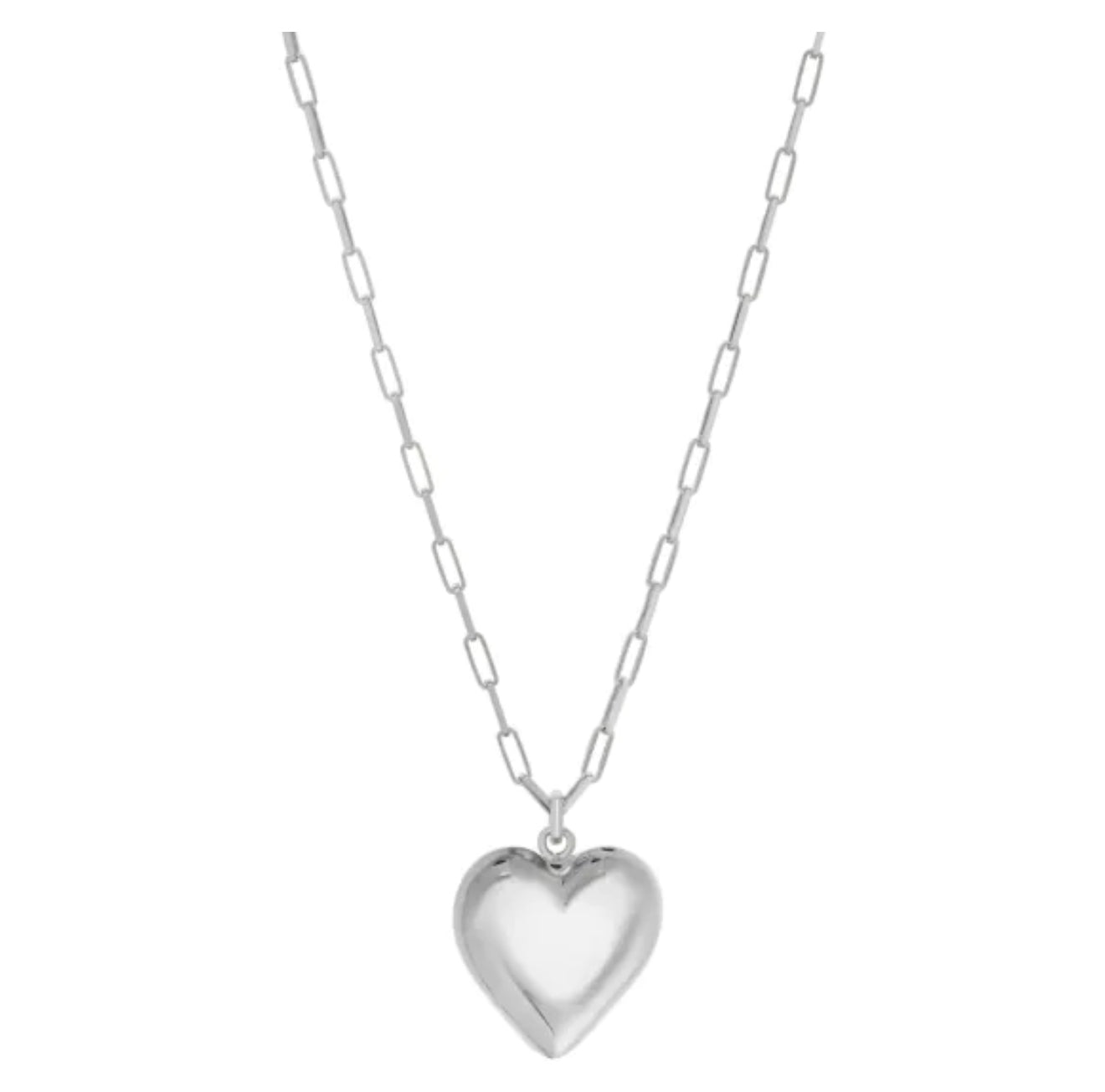 Puff Heart Paperclip Chain Necklace