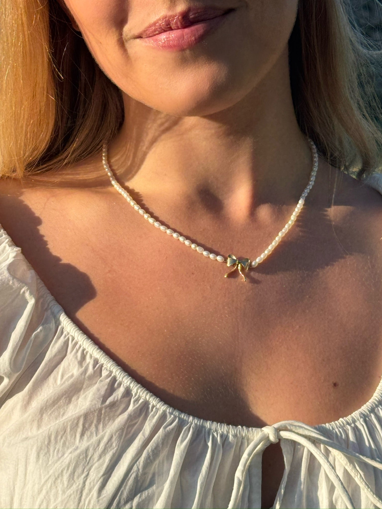 Pearl and Bow Necklace