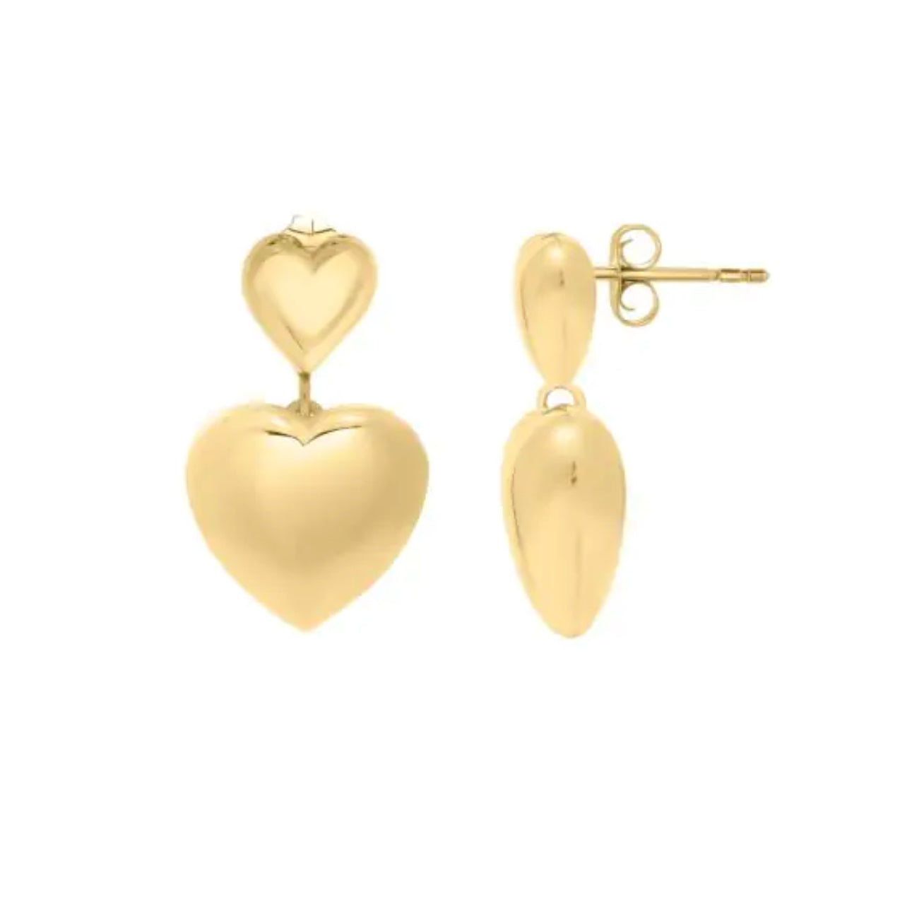 Double Heart Puff Drop Gold