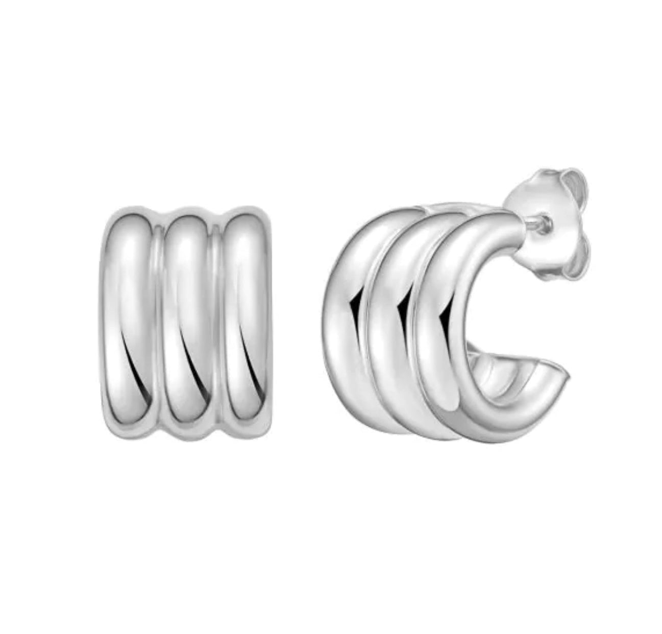Silver Triple Row Hoop