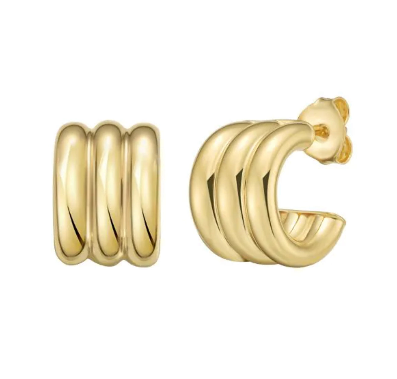 Gold Triple Row Hoop