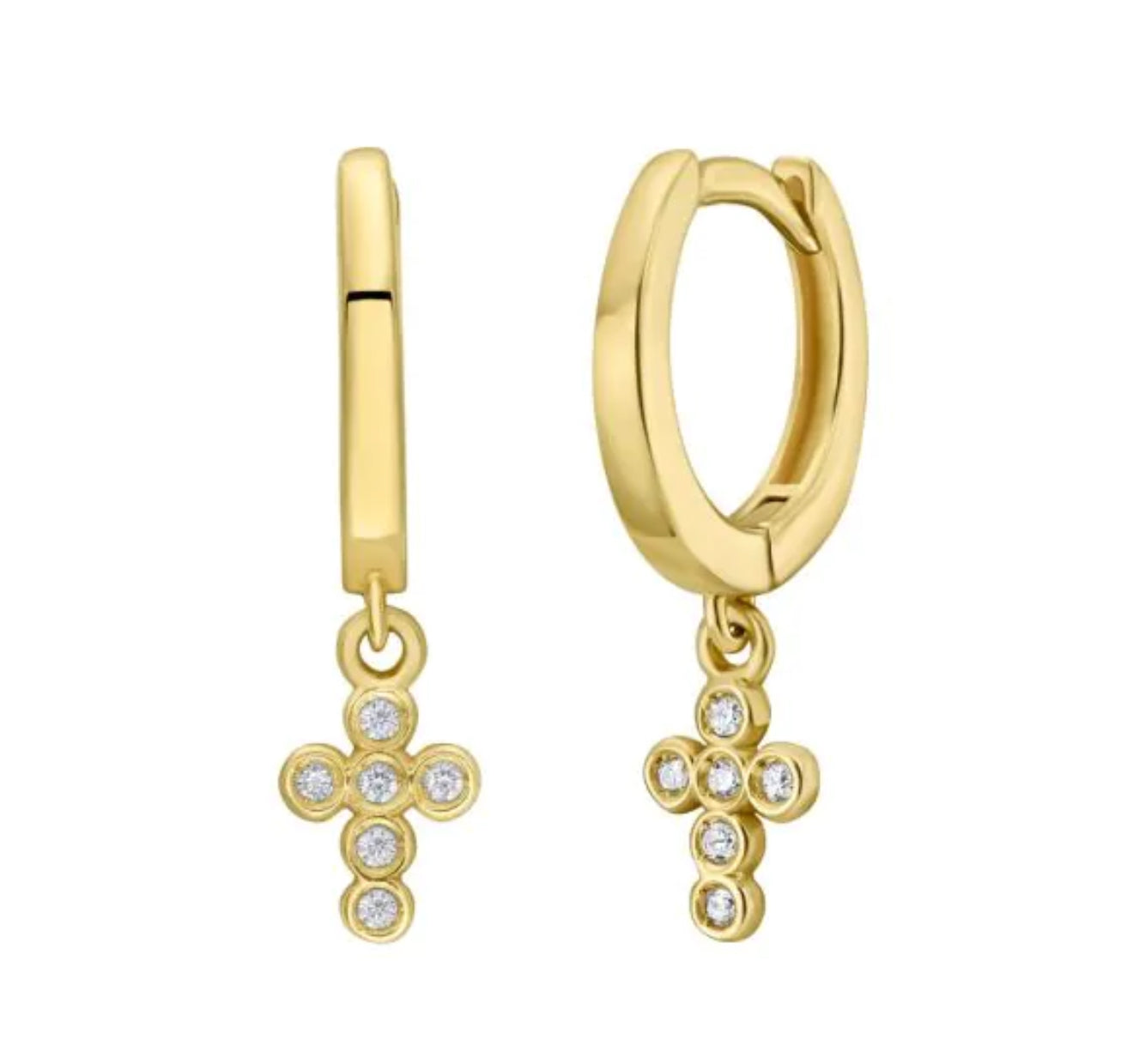 Diamond Cross Drop Hoops