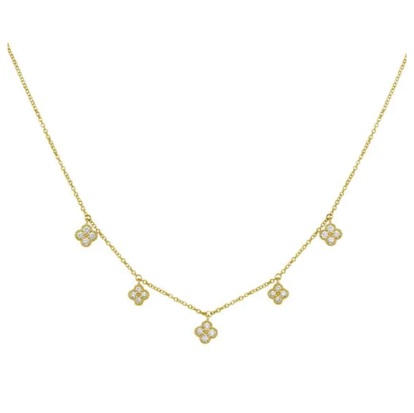 Diamond Flower Drop Necklace