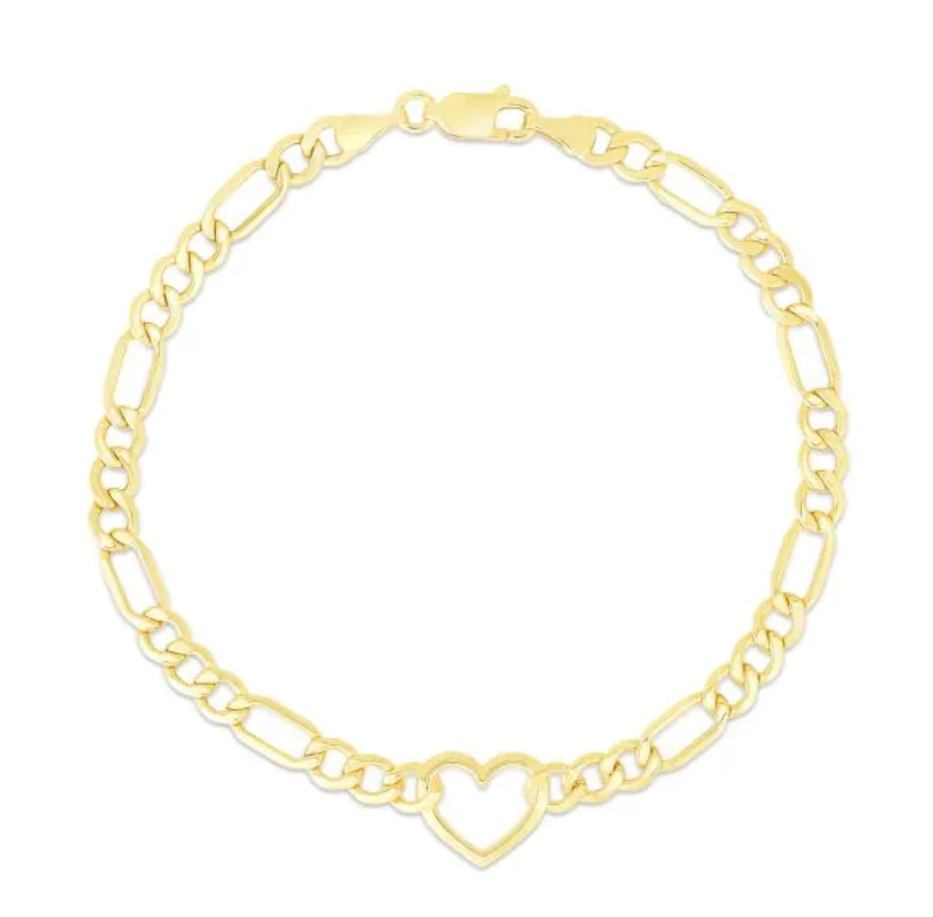 Heart Figaro Chain Bracelet