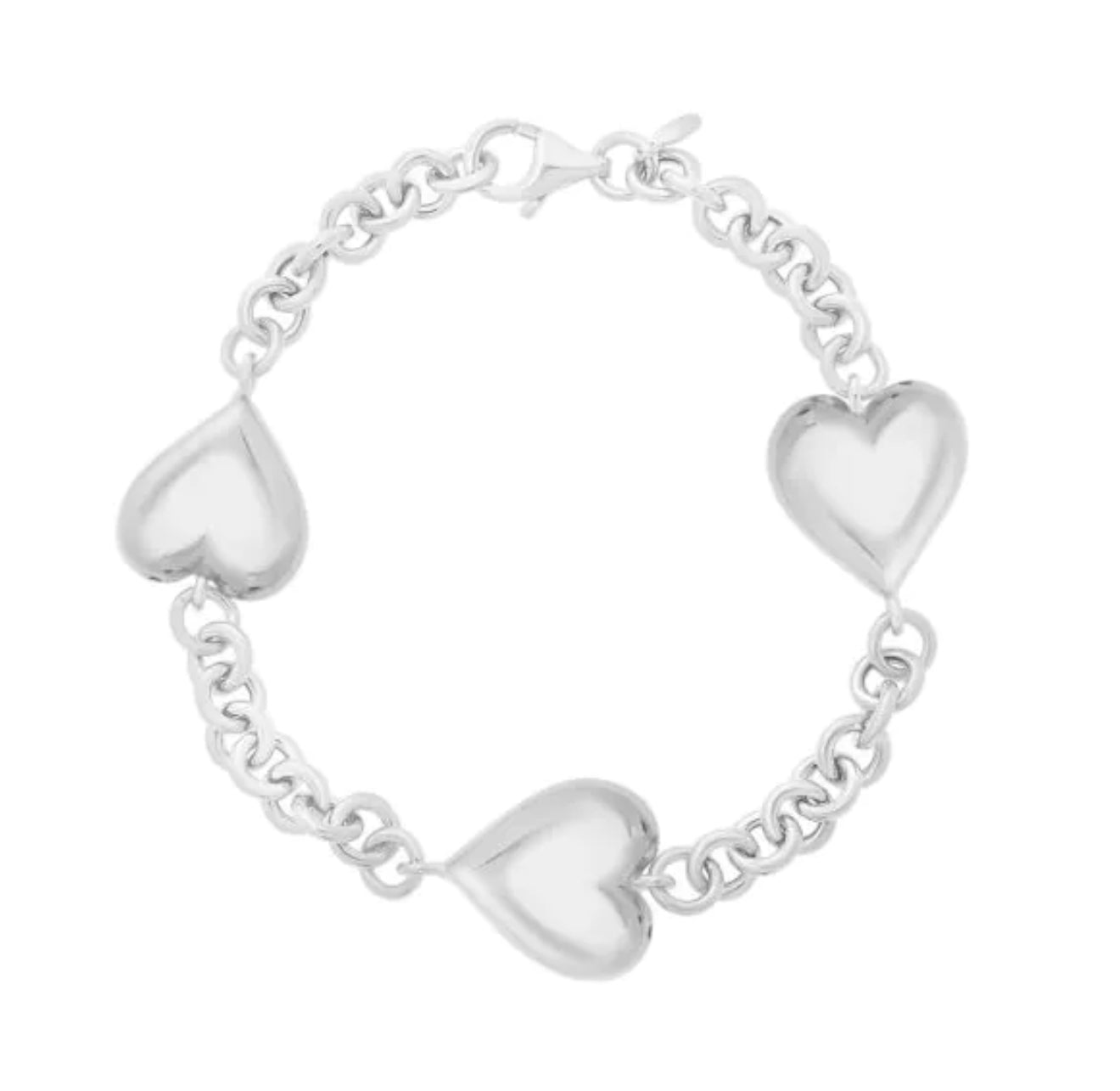 Triple heart chain bracelet silver