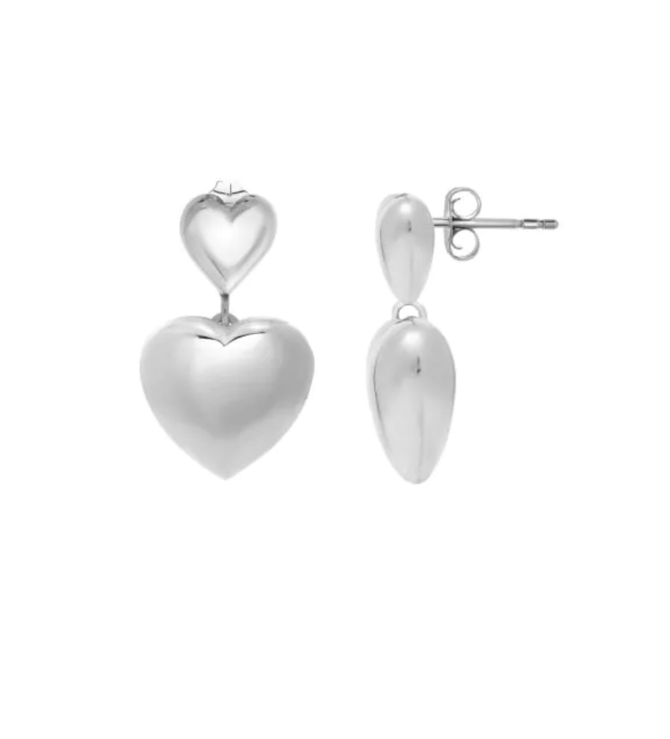 Double heart puff drop silver