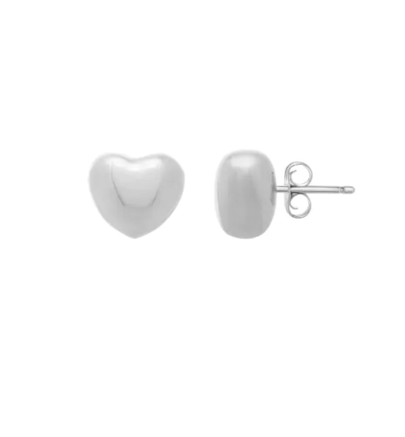 Puffy heart stud silver