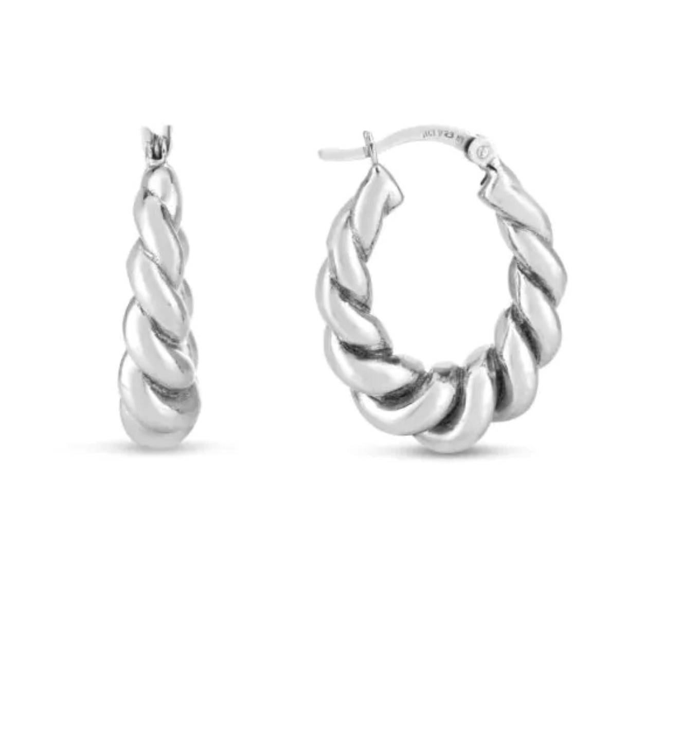 Silver twist hoops