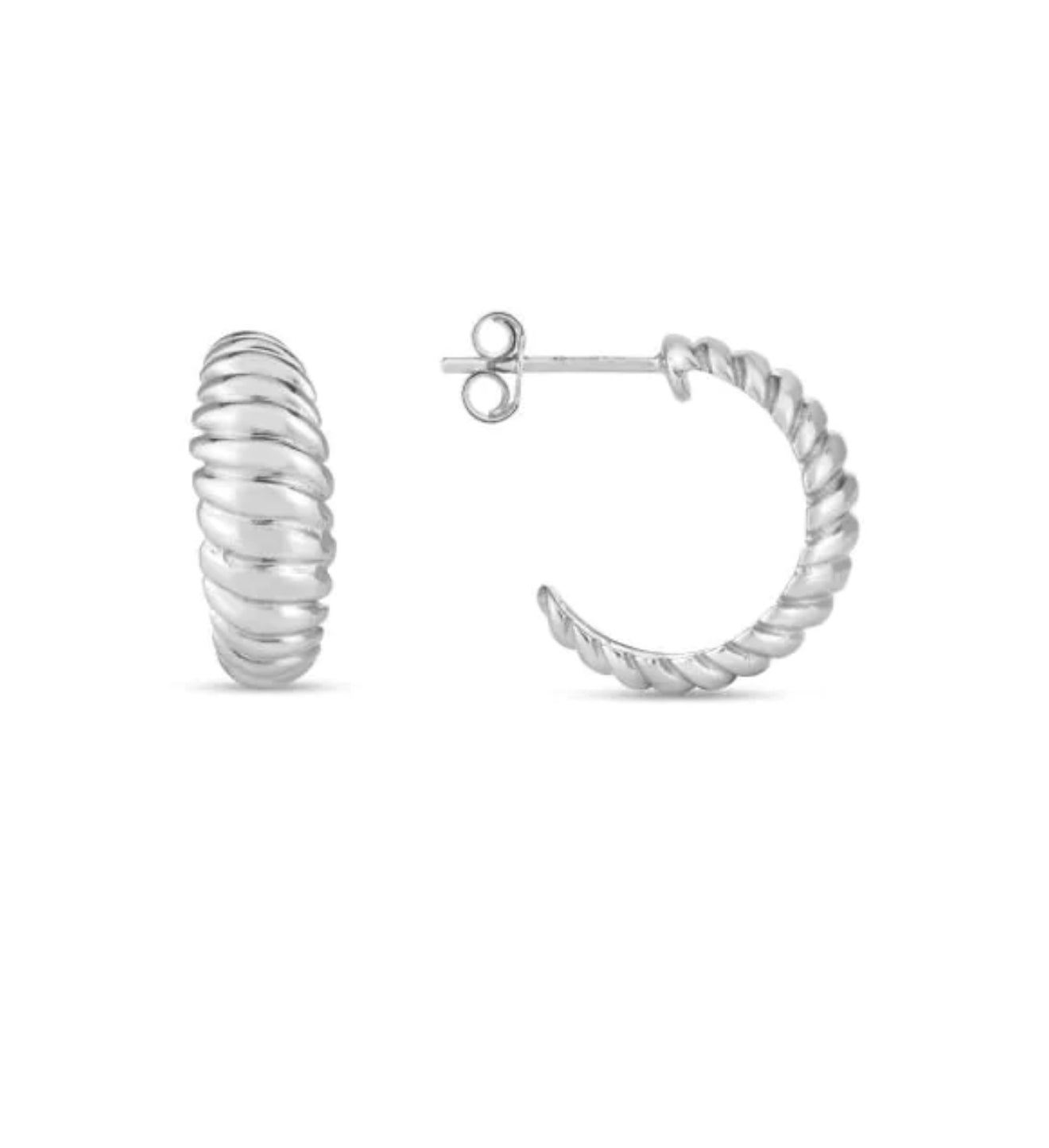 Silver ribbed hoops