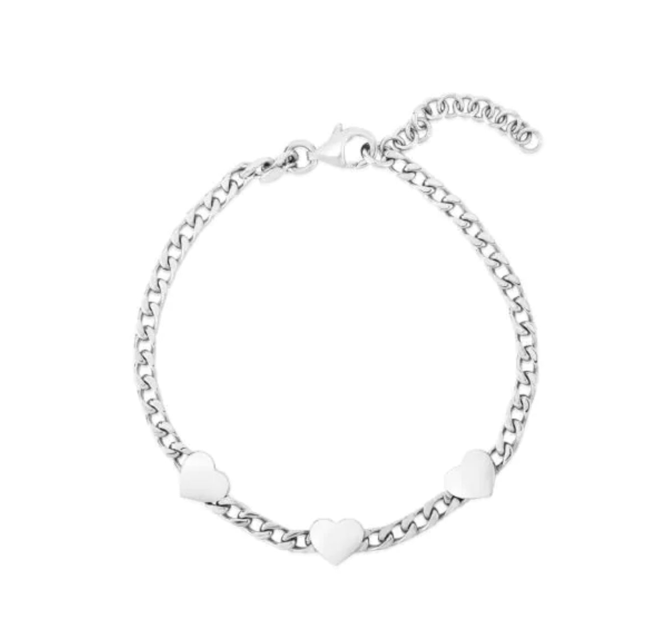 Silver heart chain bracelet