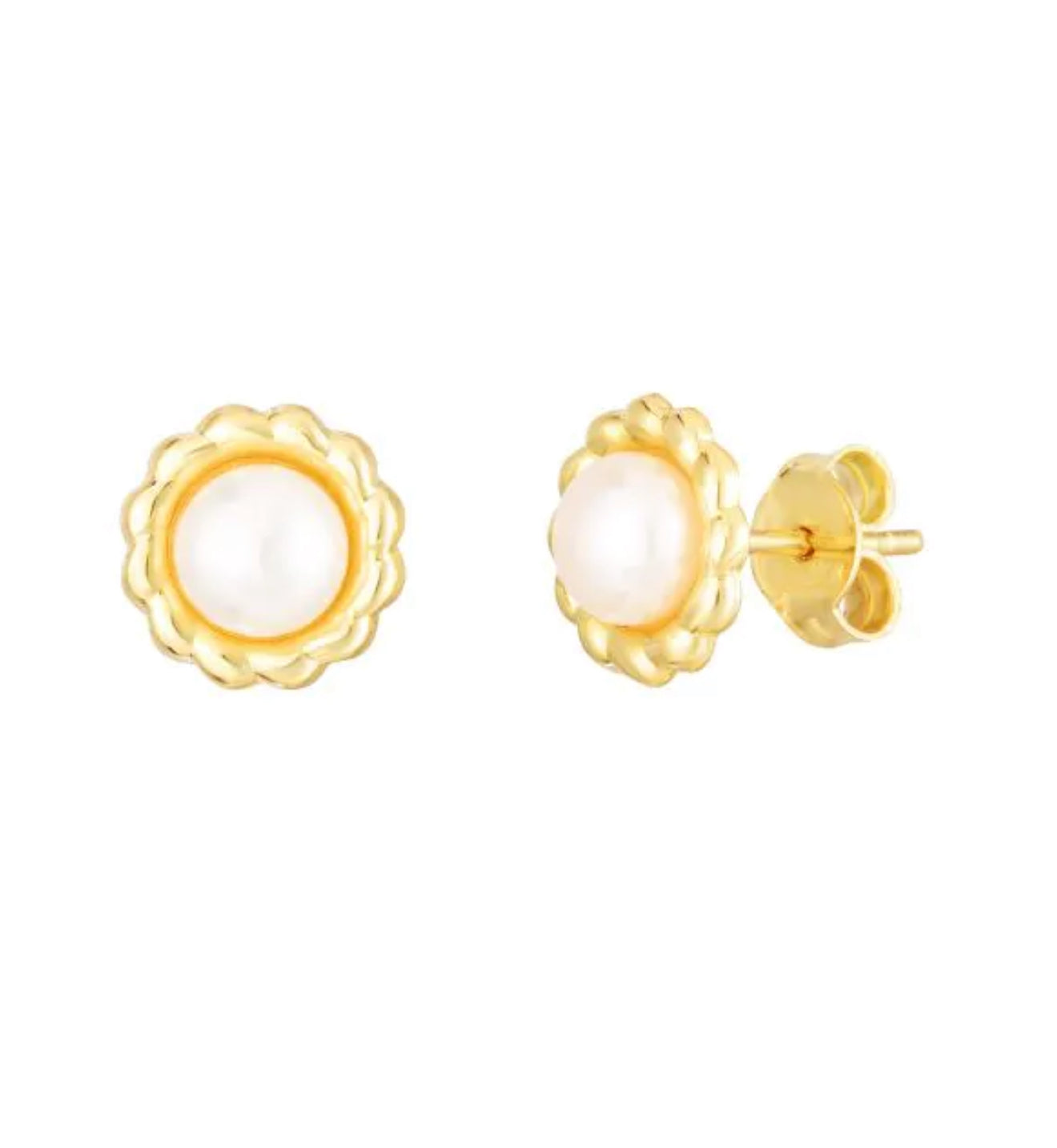 Pearl and gold flower studs
