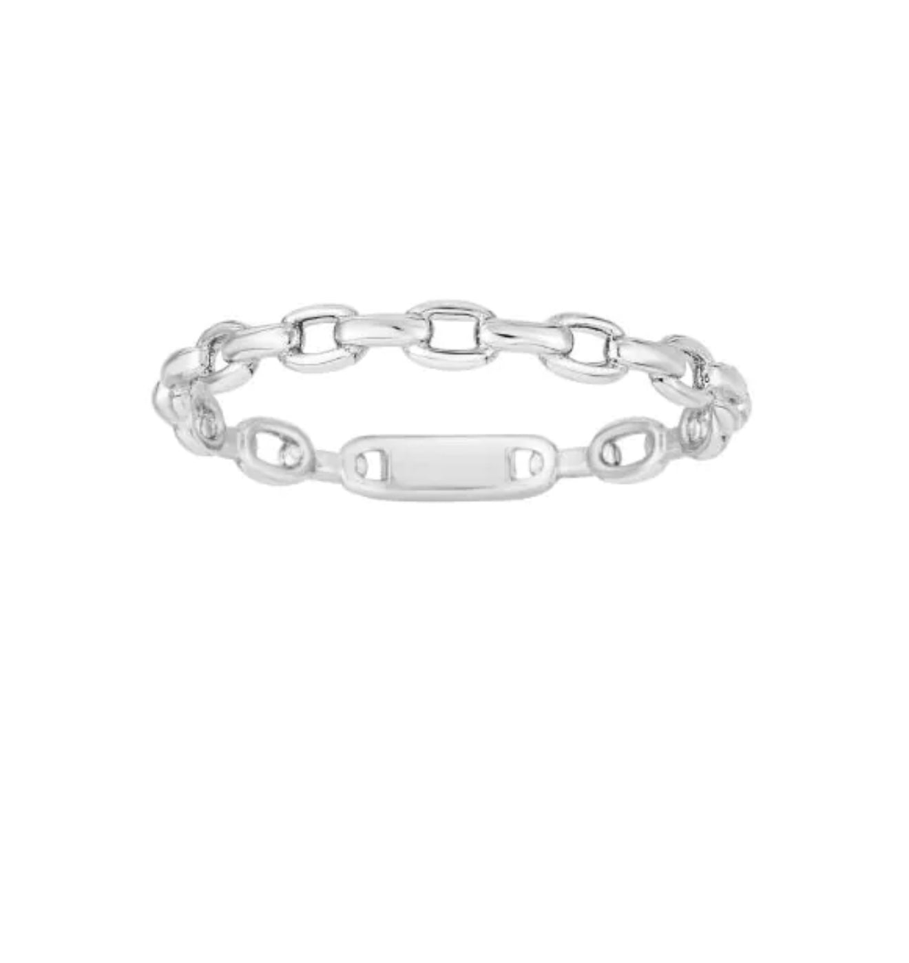 White gold oval link ring