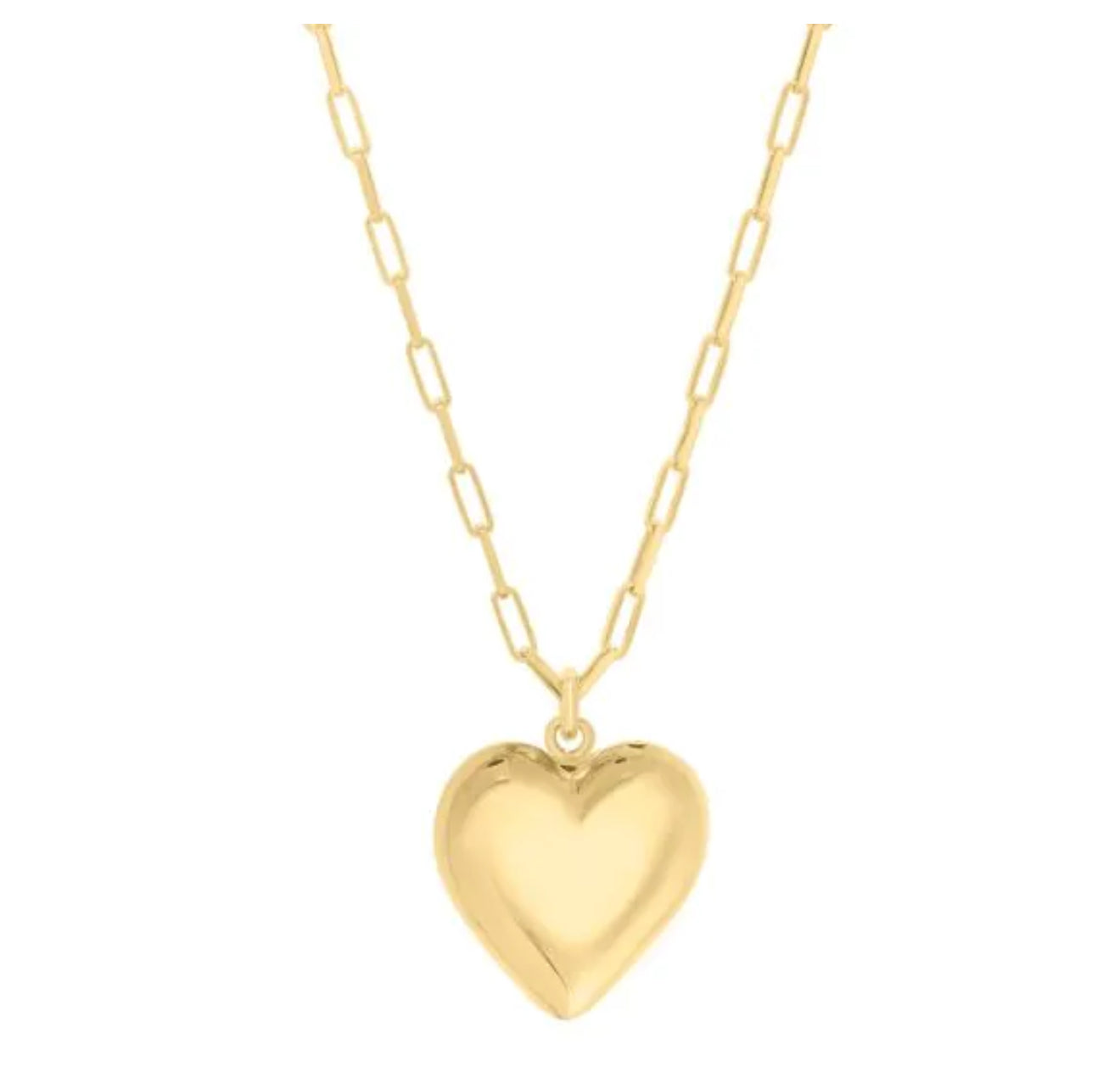 Puff Heart Paperclip Necklace Gold